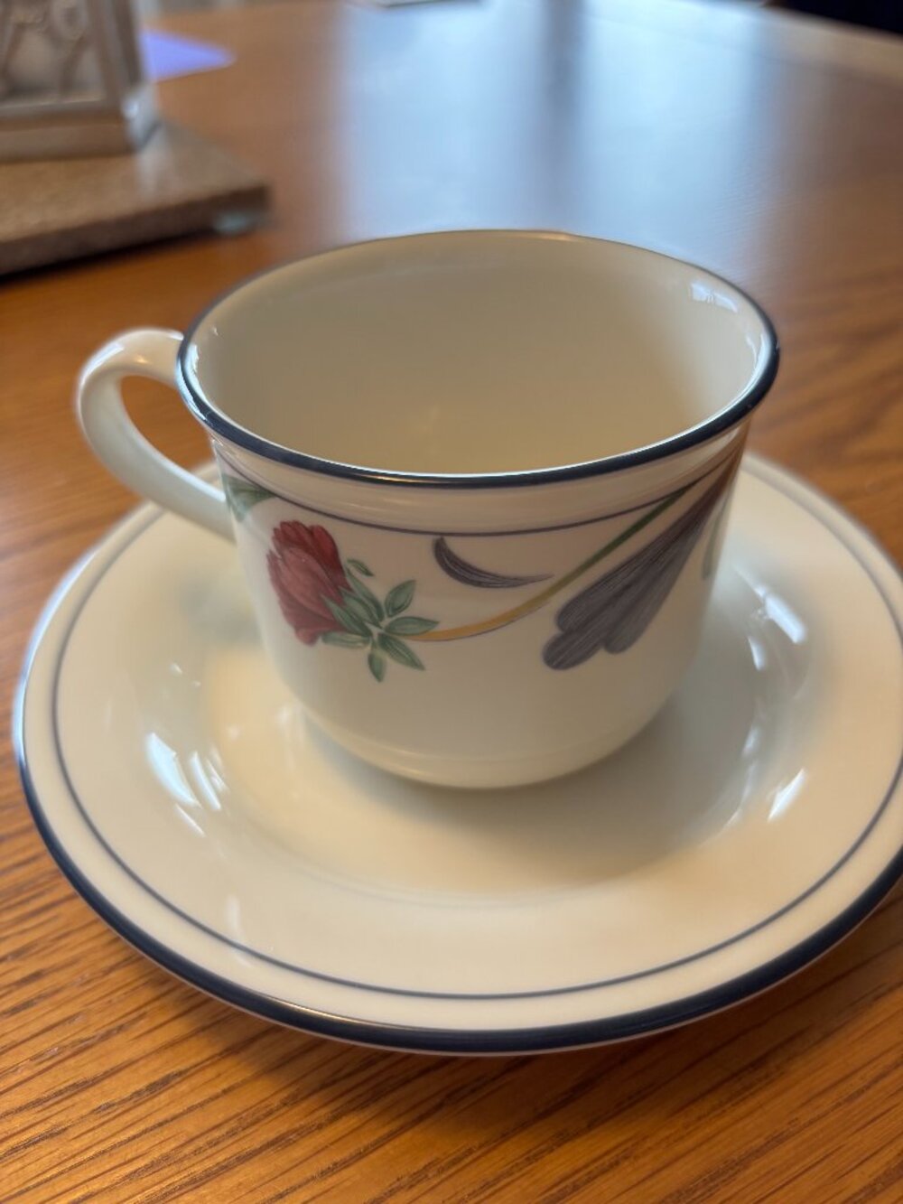 Lenox Poppies on Blue coffee cups with matching saucers